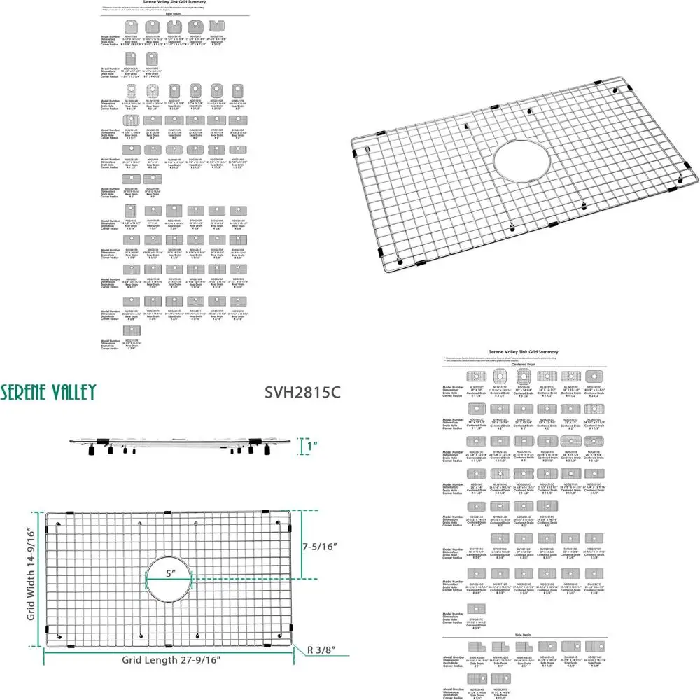 

Решетчатая донная решетка для раковины 27-9/16 x 14-7/16 дюймов с центральным сливом радиусом 3/8 дюйма и защитой