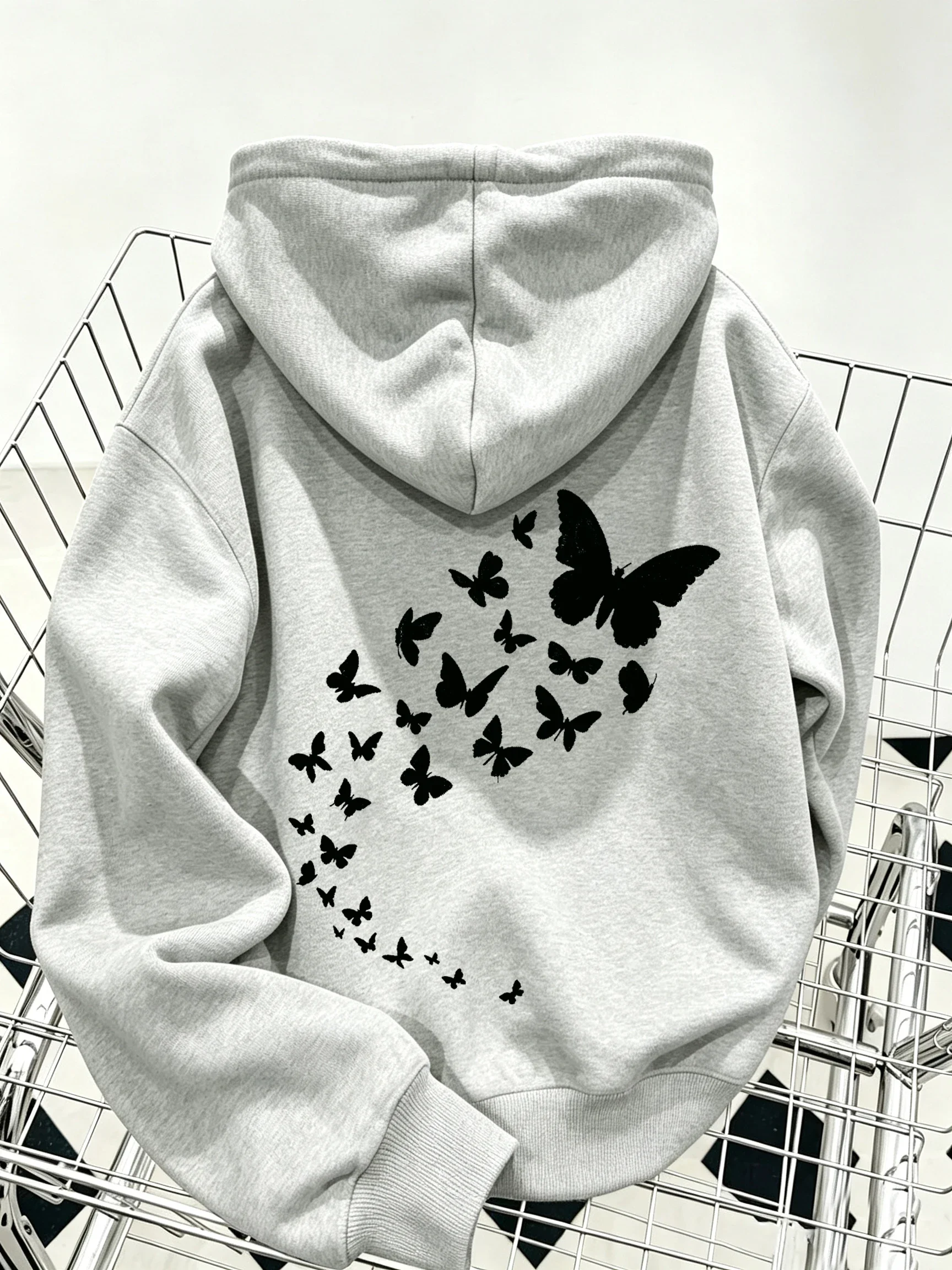 Clearance Sale Woman Clothing Loose Hoodie Gradient Butterfly Print Soft Casual Pullover Multi Colors Long Sleeve Lady Sweatwear