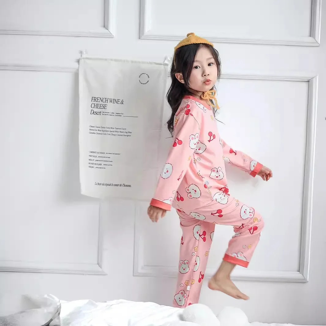 A-class new children's clothing, home wear, soft and skin friendly, middle-aged children's sleepwear, long sleeved sets，W153