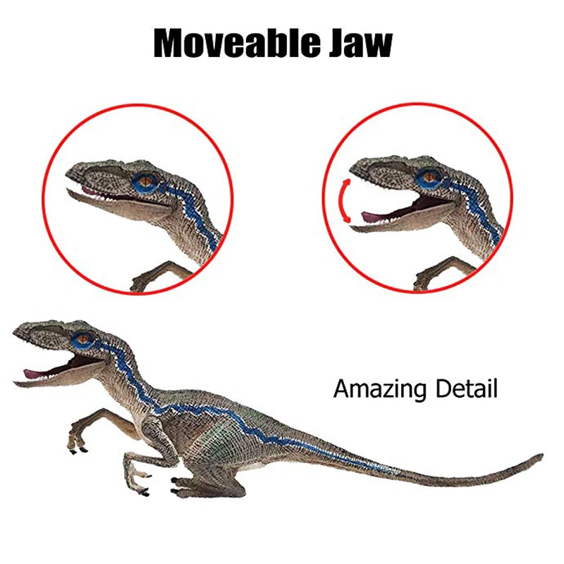 Velociraptor Dinosaur Toy for Kids Realistic Dinosaur Toys Set Dilophosaurus with Moveable Jaw,Collection and Play for Kids