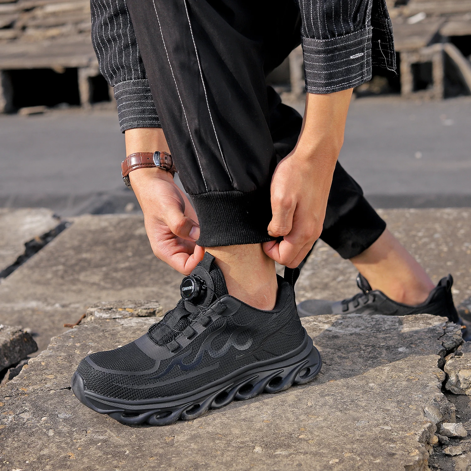 الدورية زر أحذية السلامة الرجال والنساء الصلب تو حذاء رياضة أحذية عمل رجل ثقب برهان أحذية سلامة العمل أحذية واقية #5