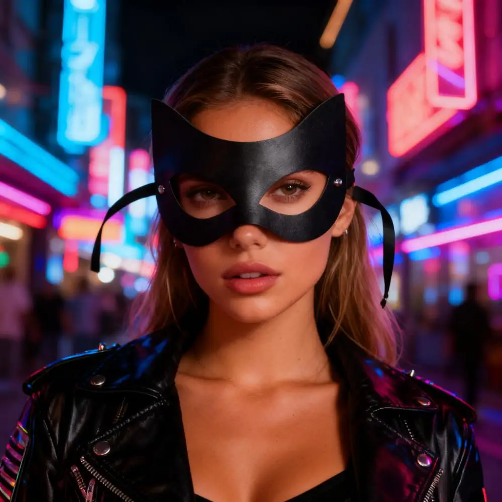 أقنعة جلدية سوداء تأثيري حفلة تنكرية قناع القط حفلة بولي Eye أغطية العين تأثيري حلي العين التبعي