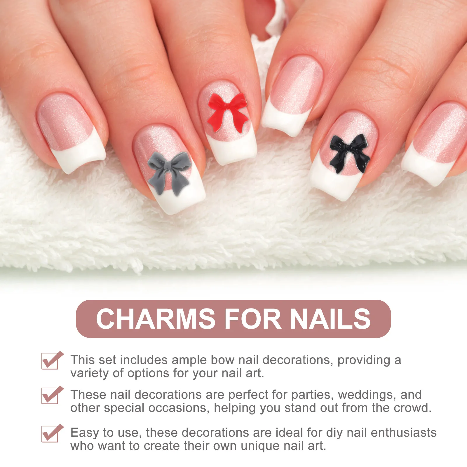

60Pcs Bow Nail Charms Small Eye-Catching Nail Art Ornaments for Acrylic Nails Charms for Nails Manicure Decoration