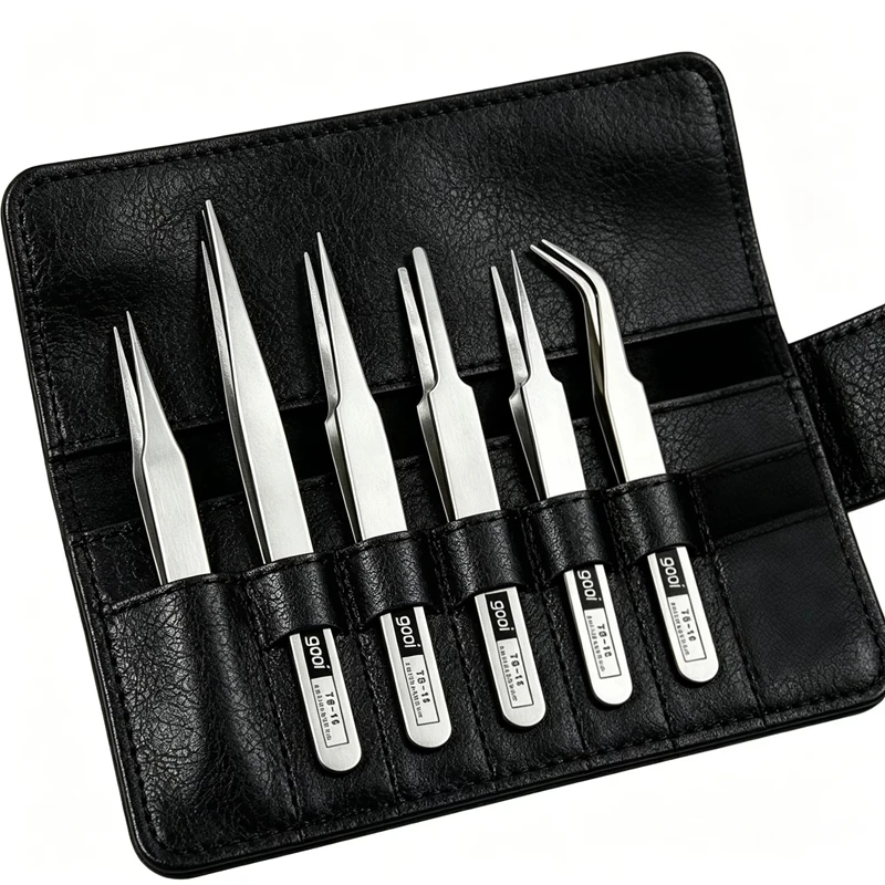 Stainless Steel Tweezers Mobile Phone Repair Handmade DIY Anti-Static Hand Account Elbow Size Clip Industrial Repair Set