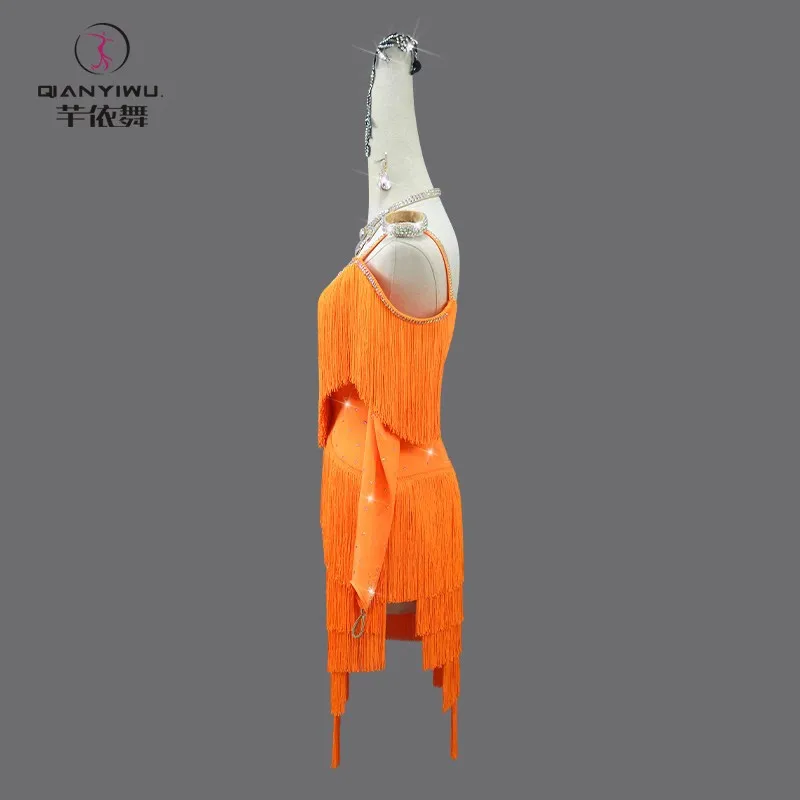 2025 Womens Latin Dance Dress Stage Costume Female Tassel Suit Ballroom Competition Clothing Girls Party Samba Dancewear Parties