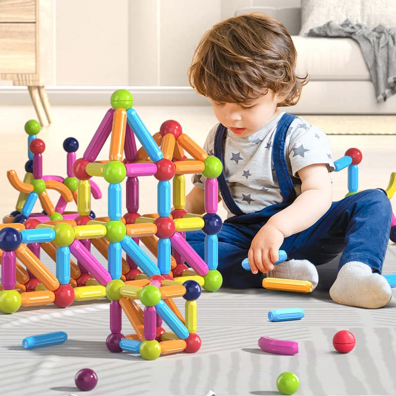 

Magic Magnetic Building Blocks Toy Magnetic Construction Set Magnet Ball Sticks Rod Games Montessori Educational Toys For Kids