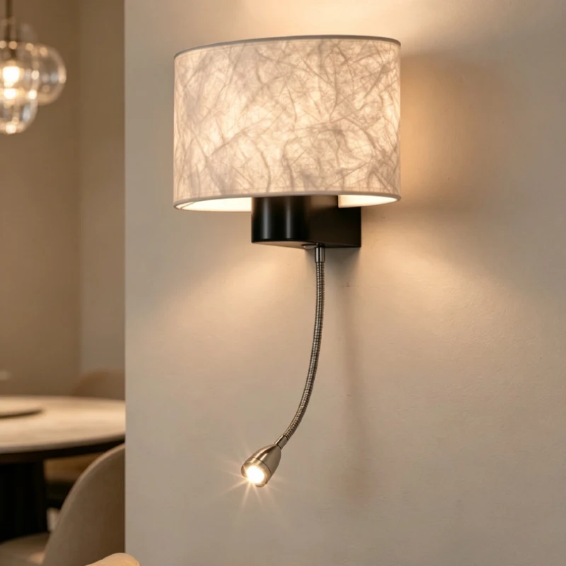 Korean High-end Iron Fabric Soft Tube Home Decor Sconce LED Room Wall Light For Bedroom Villa Living Room Lighting Fixtures