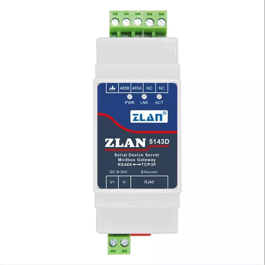 ZLAN5143D Din Rail Montage RS485 Seriële Poort Naar Tcp/Ip Ethernet Converter Modbus Rtu Om Modbus Tcp Server