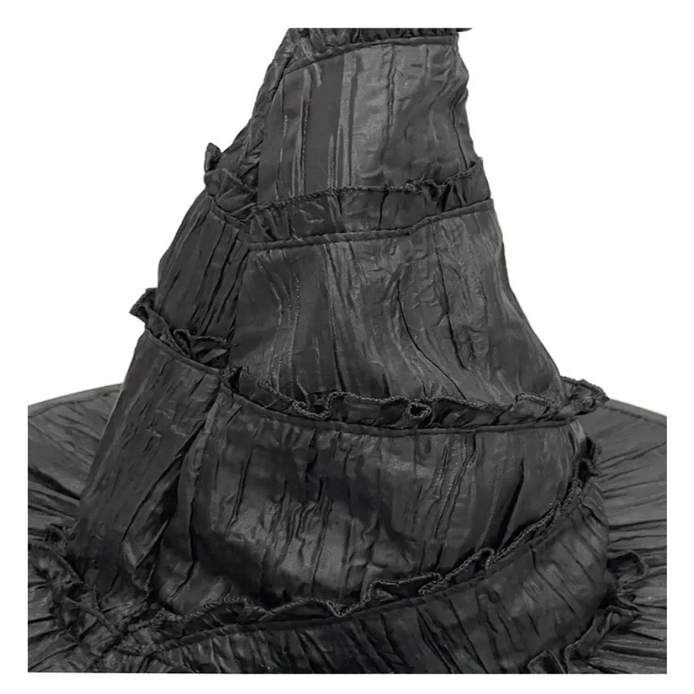 Black Ruched Wicked Witch Hat for Women Men Halloween Gloves Long Nails Ghost Claws Halloween Party Cosplay Costume Accessory