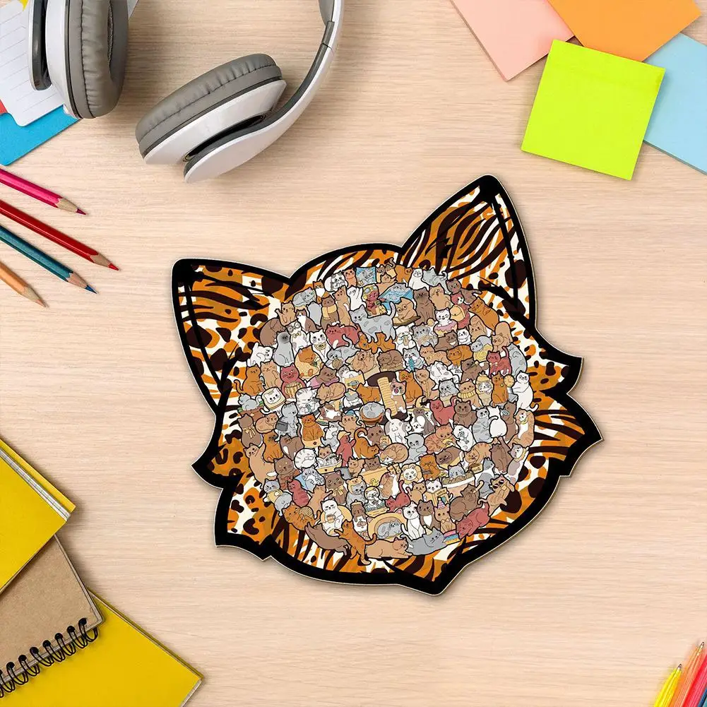 135PCS Kat-vormige Houten Puzzel Onregelmatige Hond Puzzelstukjes Stress-Relief Spel Verjaardagscadeautjes voor Huisdecoratie