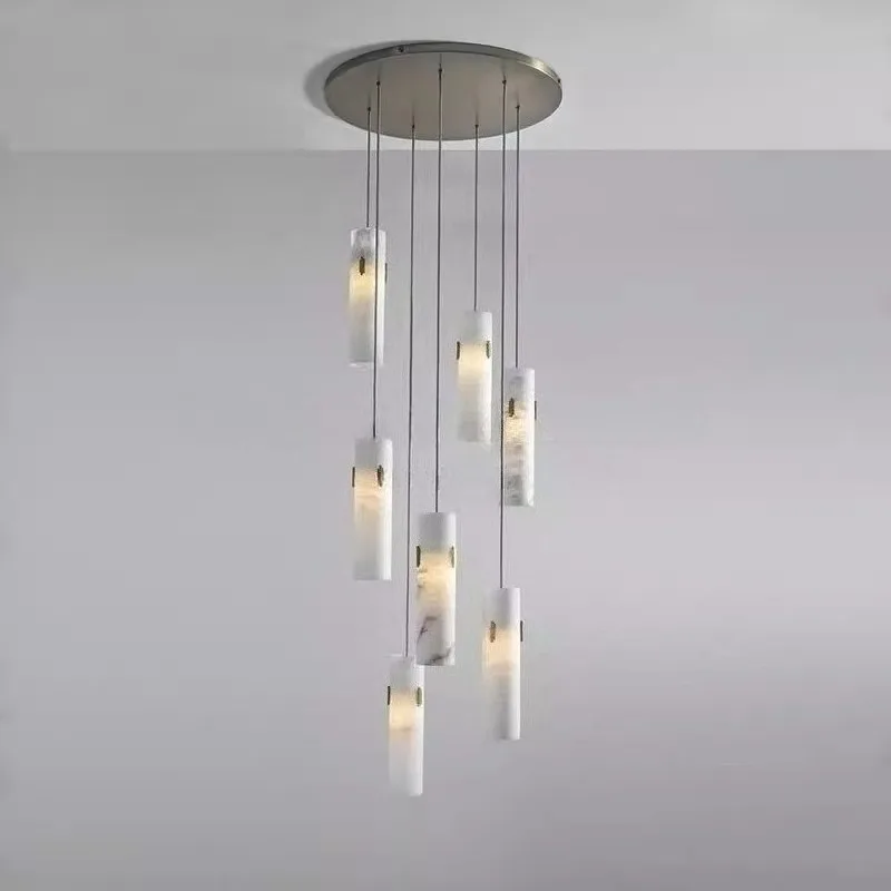 

Modern Desigener Marble Chandelier Pendant Light For Living Dining Room Loft Staircase Brass Alabaster Suspention hanging lamp