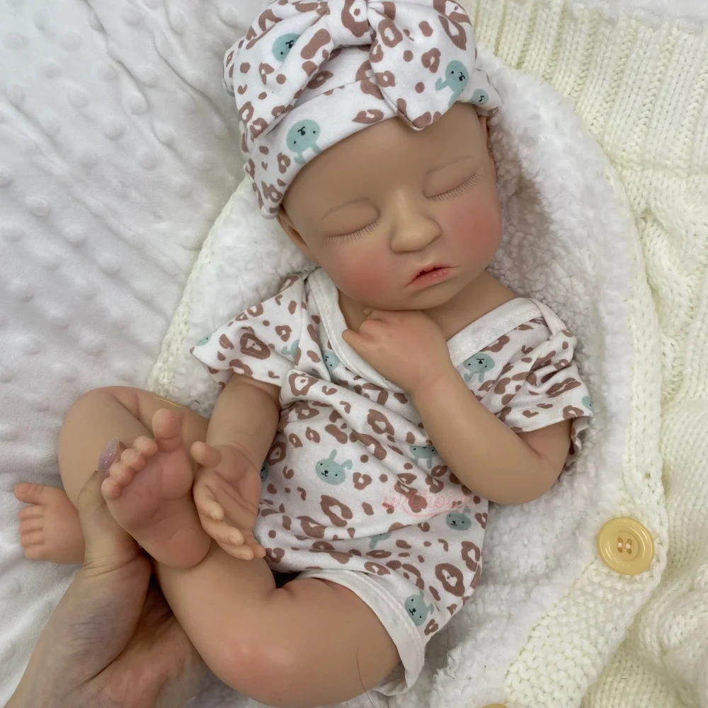 50cm Full Body Soft Silicone Reborn Girl Flexible Limbs & Head Lifelike Visible Veins Weighted Doll for Emotional Calming Auxili