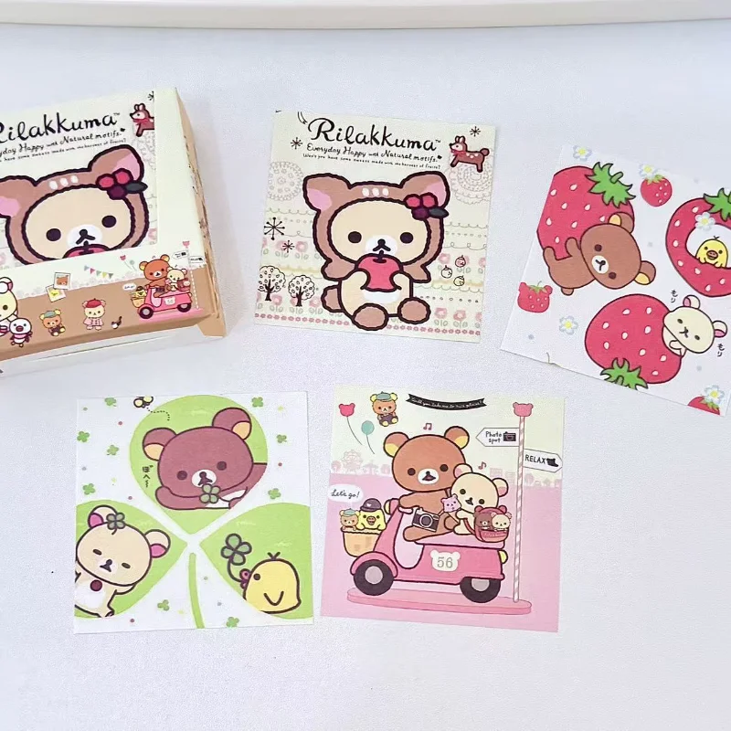 200 قطعة Rilakkuma محاصر مثبت ملاحظة لطيف الكرتون المحمولة جيب المفكرة طالب غير لزجة رسالة ورقة مكتب القرطاسية هدية