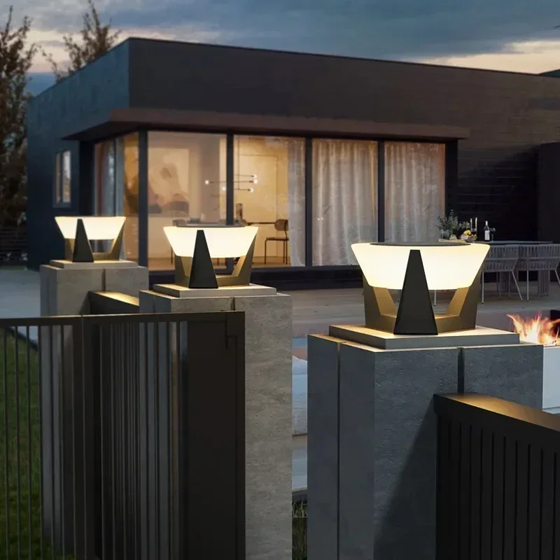 Imagem -05 - Impermeável Led Solar Lights Outdoor Garden Light Lâmpadas de Coluna Post Light Cerca Portão Cap Lanterna Lâmpada Principal Decoração do Pátio