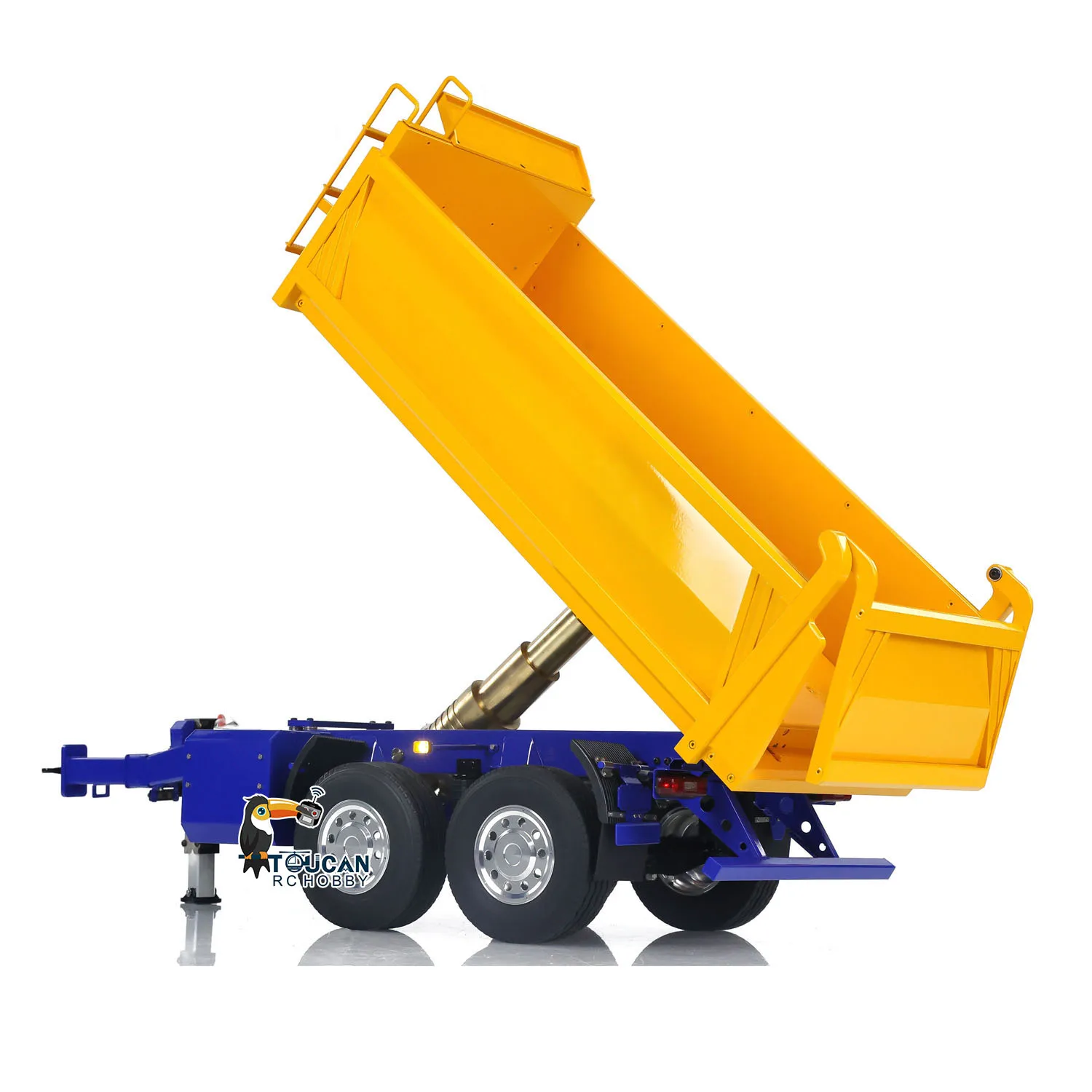 LESU RC Hydraulic Trailer 2 Axles 1/14 Scale Metal Electric Support Legs Self-dumping Full Trailers for Construction Vehicle Toy