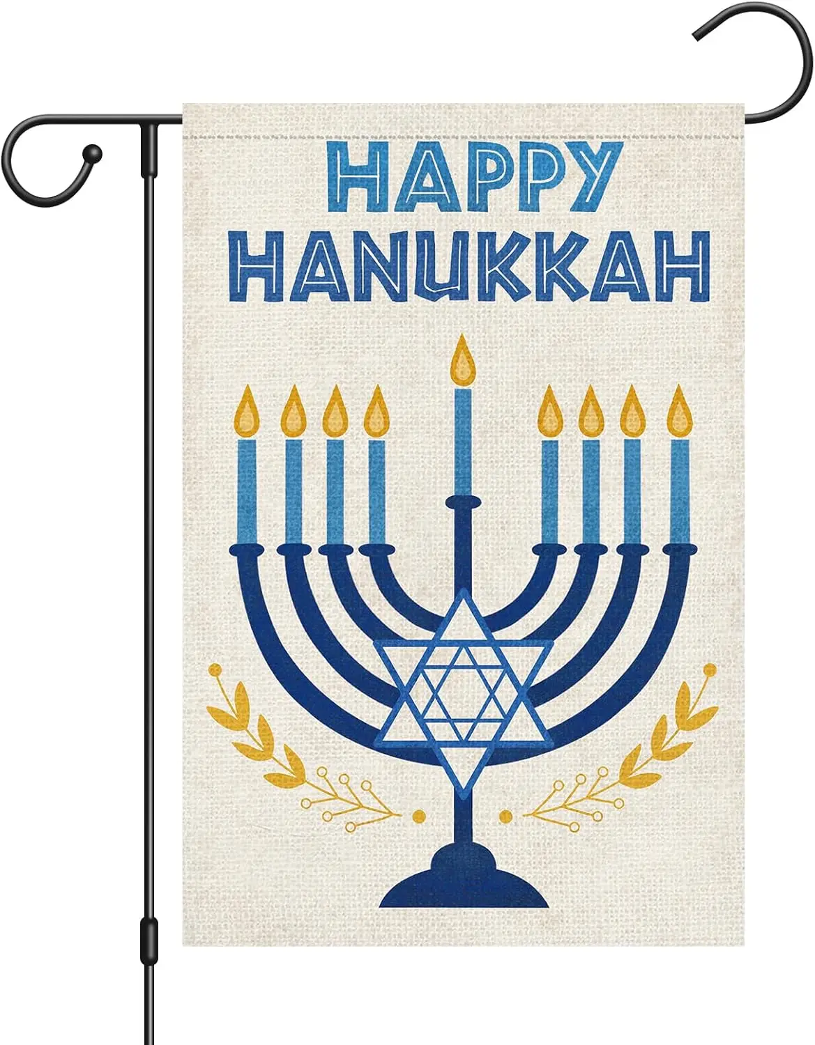 Louise Maelys Happy Hanukkah Garden Flag Chanukah Light Menorah Double Sided 12x18 Inch Small Burlap Welcome Winter December llz