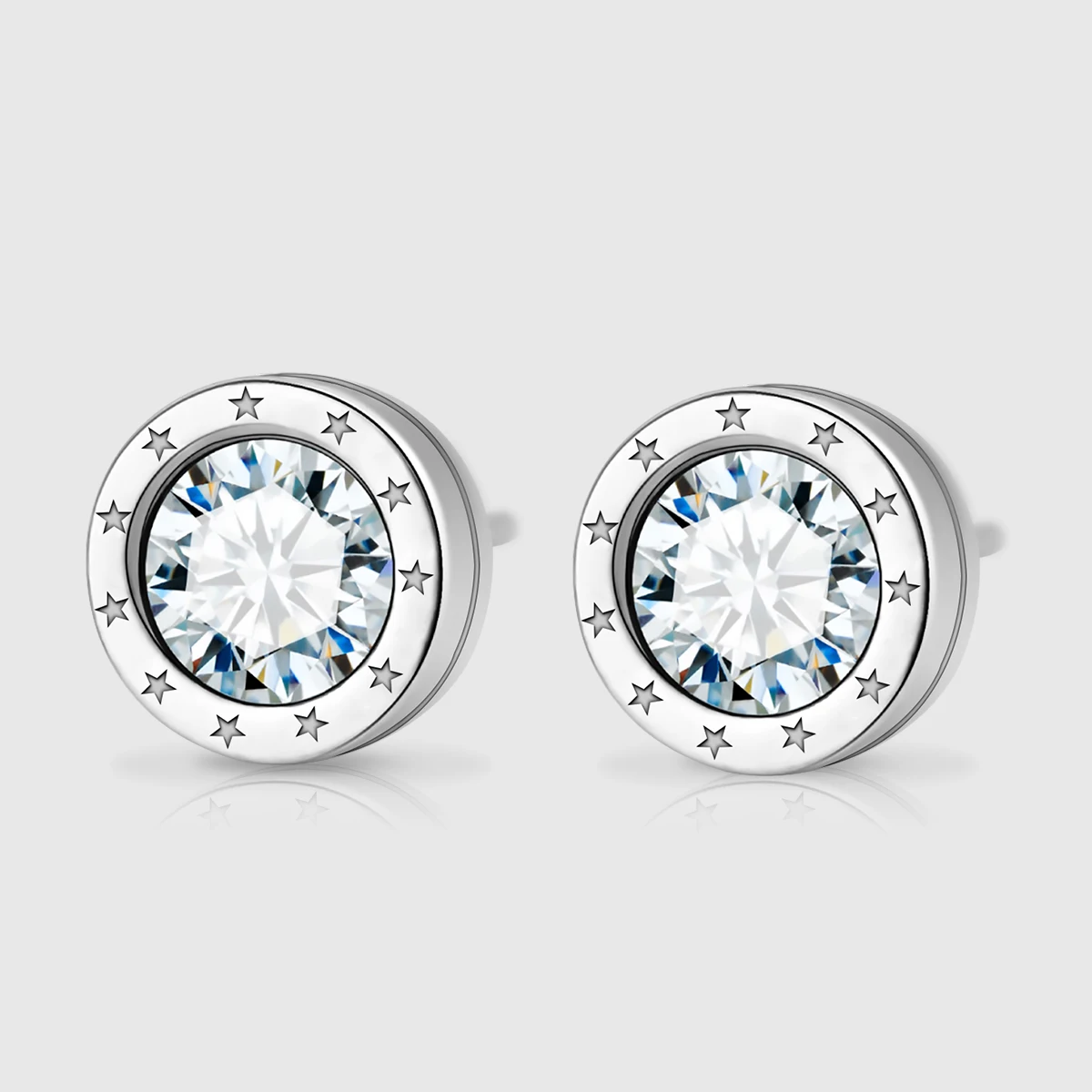 

100% Pass Diamond Test Round Moissanite Stud Earrings for Men 925 Sterling Silver Ear Stud Bling Cartilage Accessories Jewelry