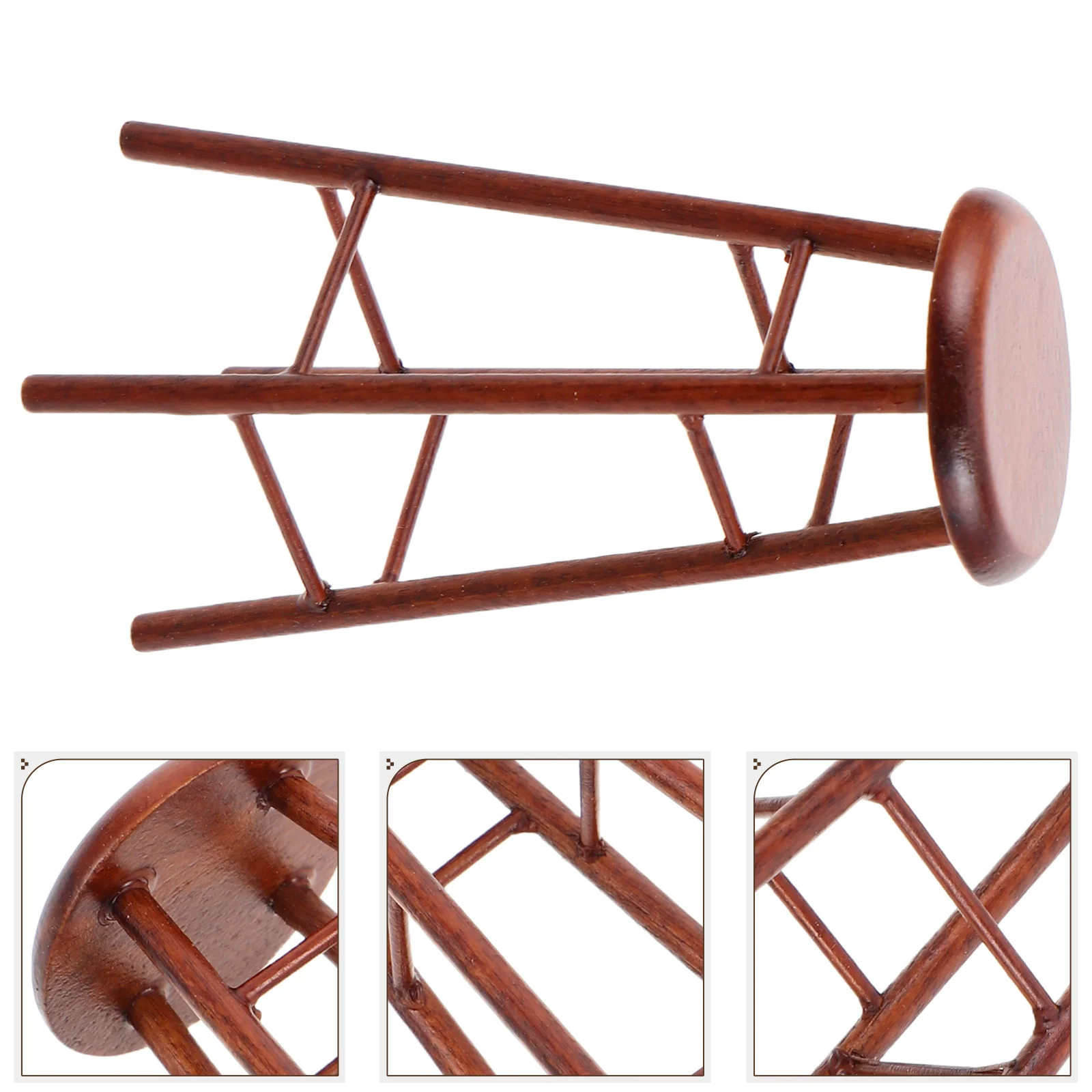 Rustieke miniatuur houten poppenhuis barkruk kleine ronde stoel hoge kruk voor sprookjestuin mini-meubeldecoratie