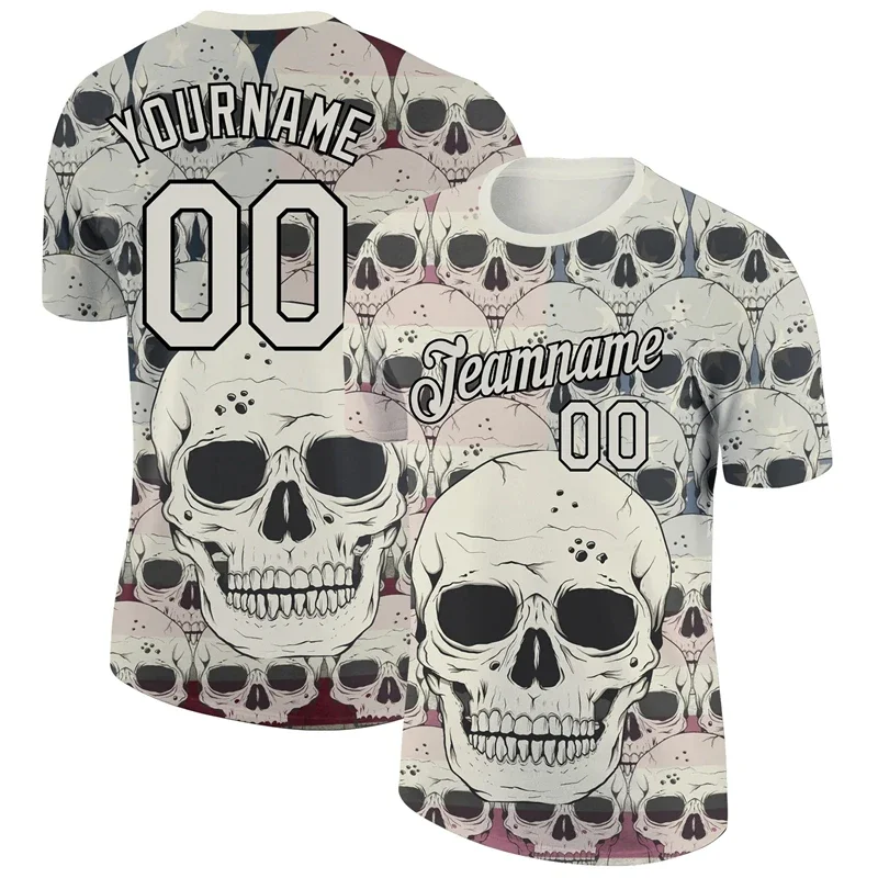 Custom Name 3D Skull Printed T-shirt Men Summer Fashion Sportswear Fitness DIY Team Clothing Men Personality Tracksuits T Shirt