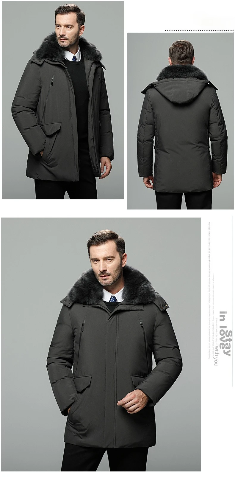Canada Fashion Winter Jacket for Men Down Coat Parkas Men's White Goose Down Jacket Puffer Padding Detachable Fur Collar HYX0018