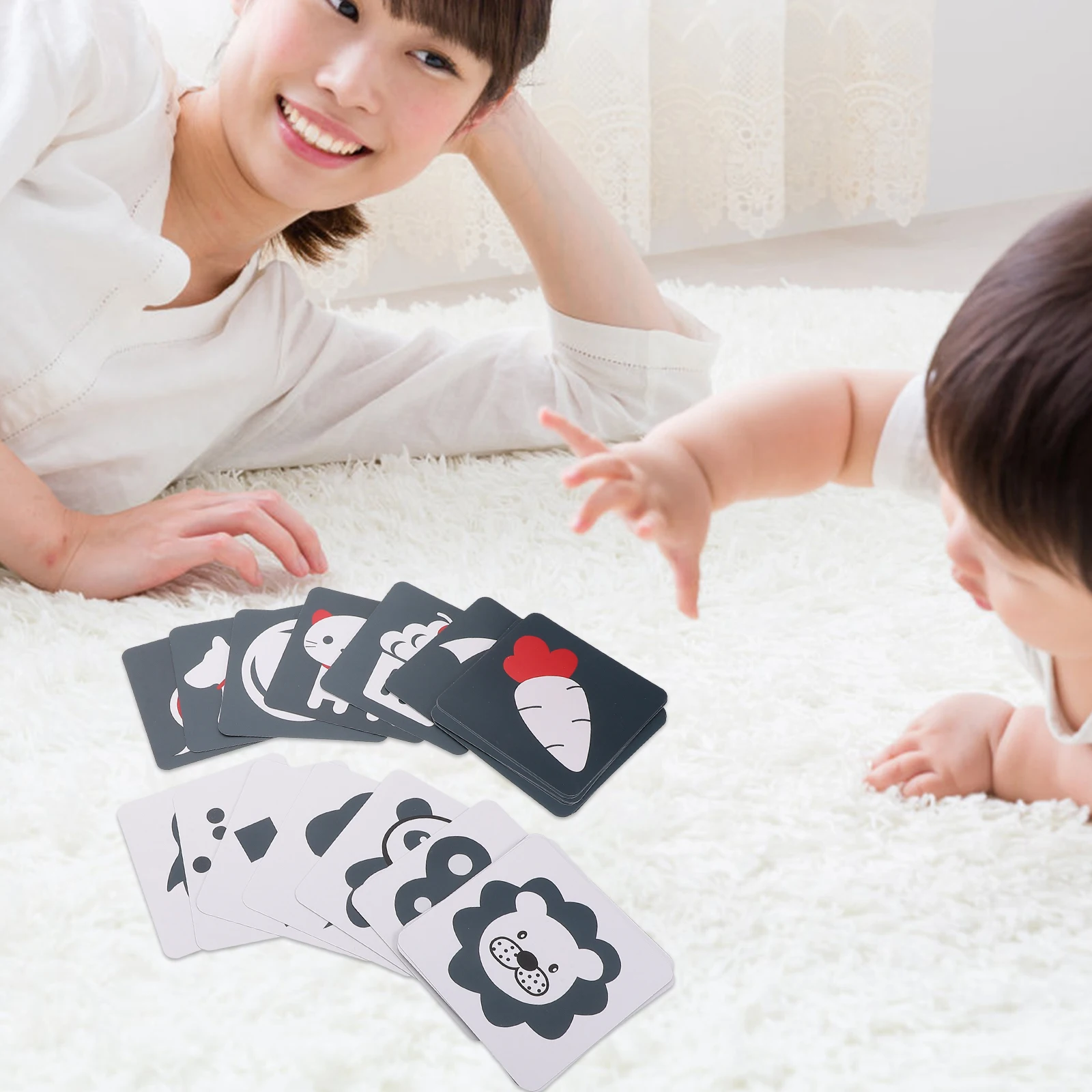 

2 Sets Visual Excitation Card Toys Baby Flash Cards Sensory Newborn High Contrast Flashcards for Babies