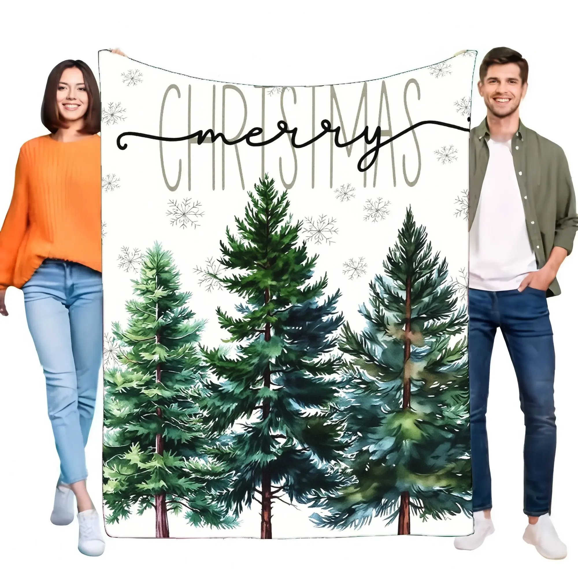 

Cozy Christmas Blanket Soft Touch Decorative Throw with Merry Design for Holiday Home Decor Perfect for Sofa Bed and Gift Giving
