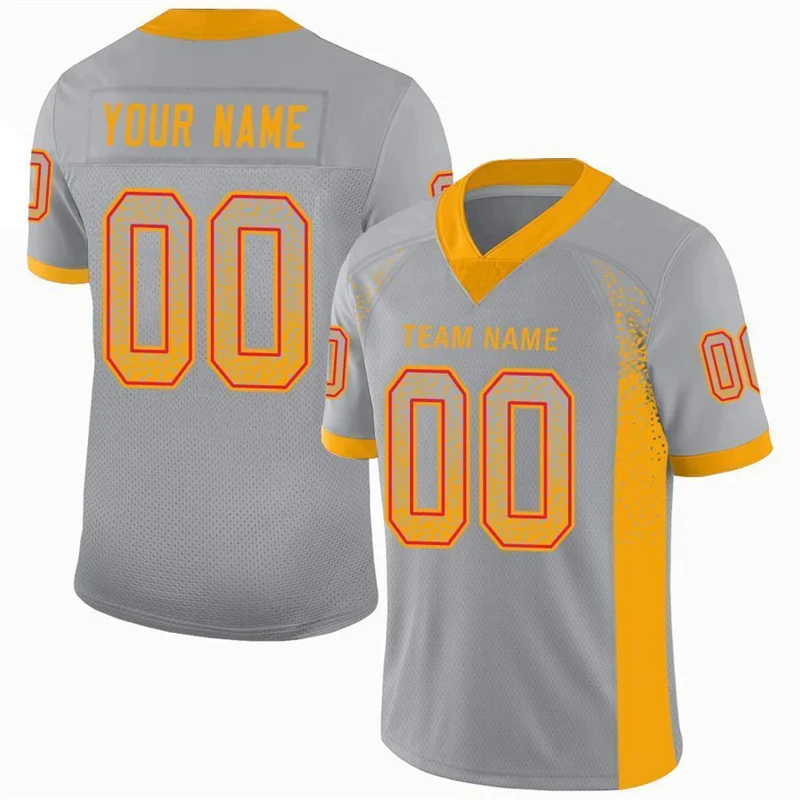 

Light Gray Drift Fashion Football T Shirts For Men Custom Name Team Name Number V Neck Rugby T Shirts Loose Sports Tees Tops