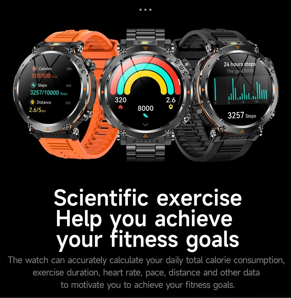 MEVADEN 1,7" großer Bildschirm Outdoor-Sportkompass Smart Watch Bluetooth Anruf Taschenlampe 600mAh Gesundheitsmonitor Smartwatch MD57 – Detail 13
