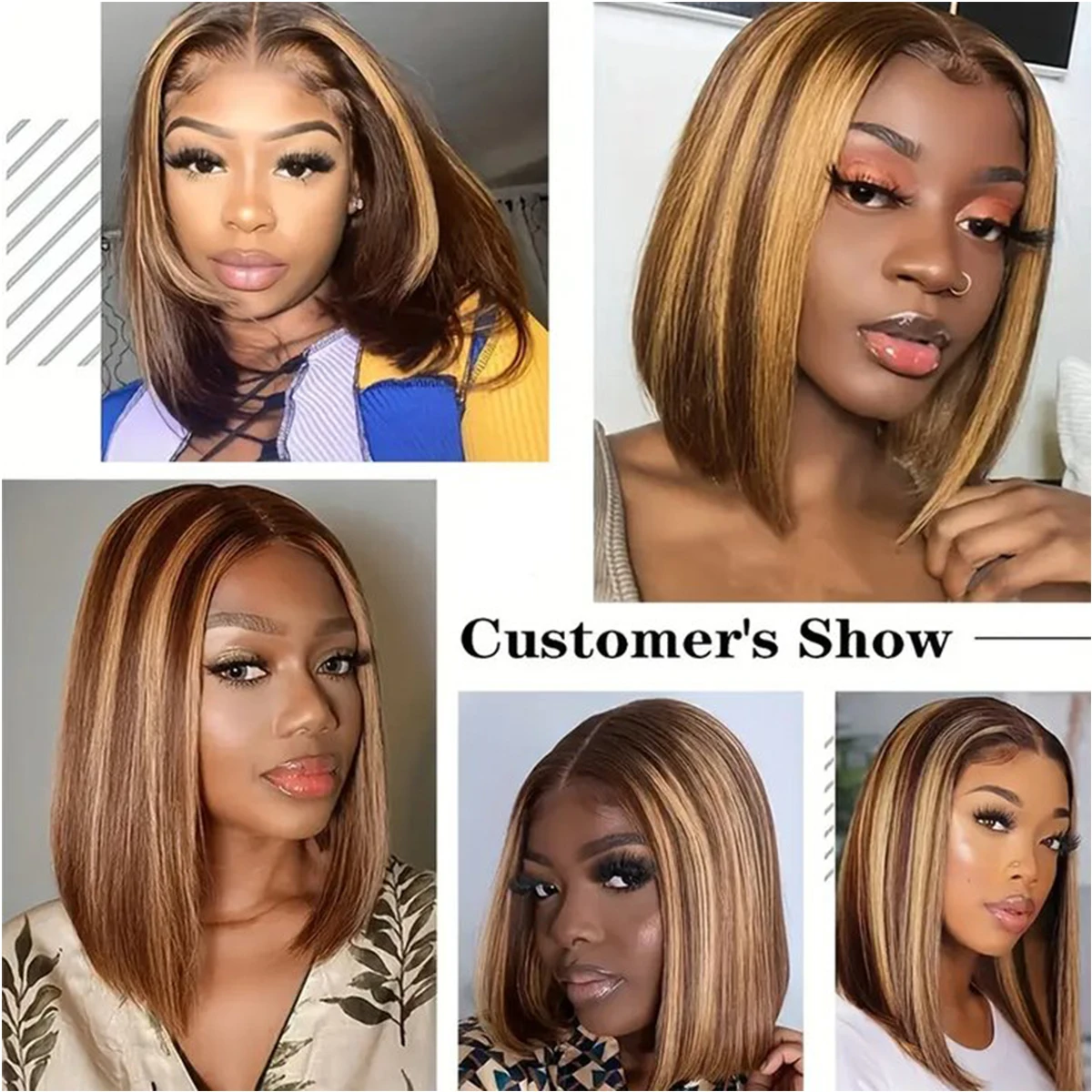 Highlight Ombre T part Lace Bob Wig 4/27 Honey Blonde Bob Lace Front Wig Human Hair Short Straight Bob Wig For Women 180 density