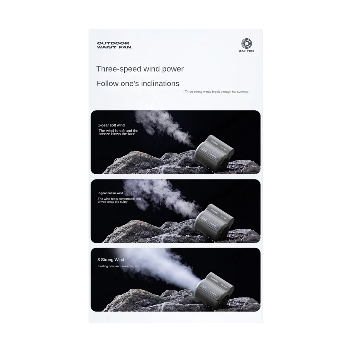 USB المحمولة الشخصية معلقة الخصر مروحة 4500MAh إعادة شحن يمكن ارتداؤها مروحة كهربائية الرياضة في الهواء الطلق مكيف الهواء Fan-B