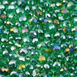 2/4/6/8/10mm Hole Green AB Austrian Crystal Glass Flat Round Spacer Beads For Jewelry Making DIY Bracelets Necklaces Accessories