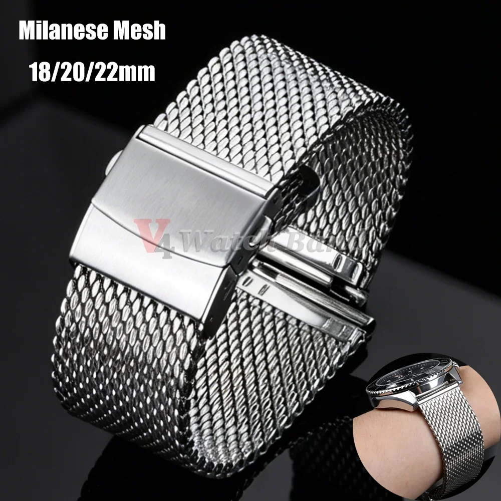 20mm 22mm 18mm Armband 0,6 1,0mm Mesh Milanese Uhrenarmband für IWC für Rolex für Omega Edelstahl-Armband für Seiko Armband – Detail 2