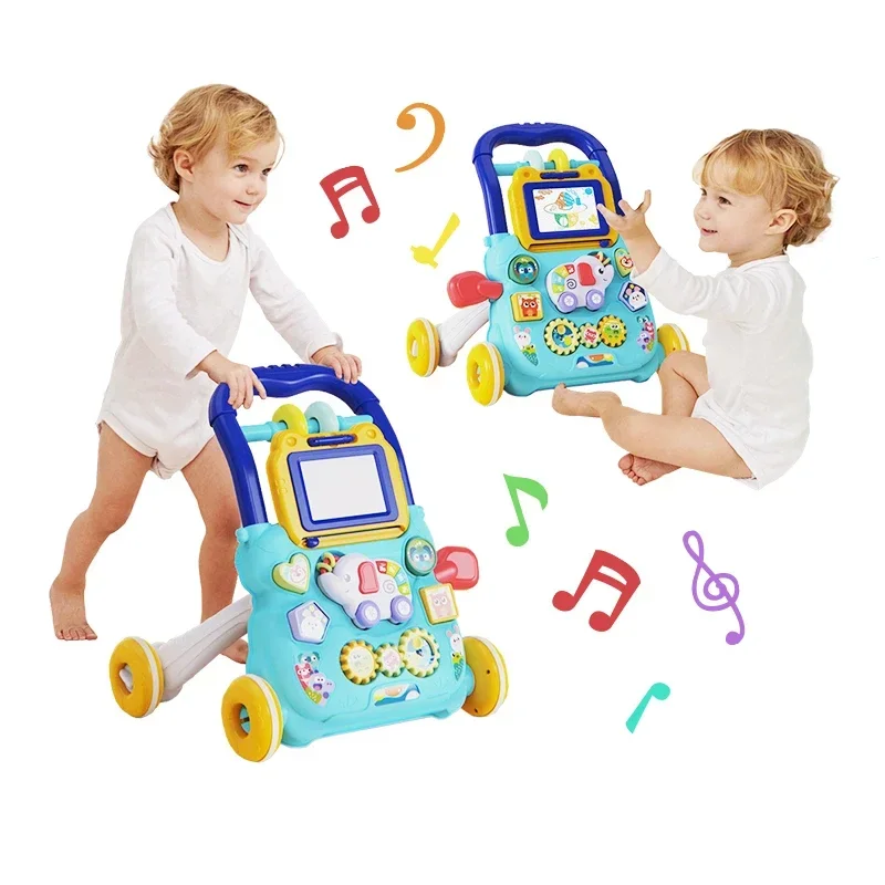 Walker For Baby Trolley Elephant Drawing Board Kids Walker Music With Wheel Trolley Toy Baby Anti-rollover Learn To Walk Toys