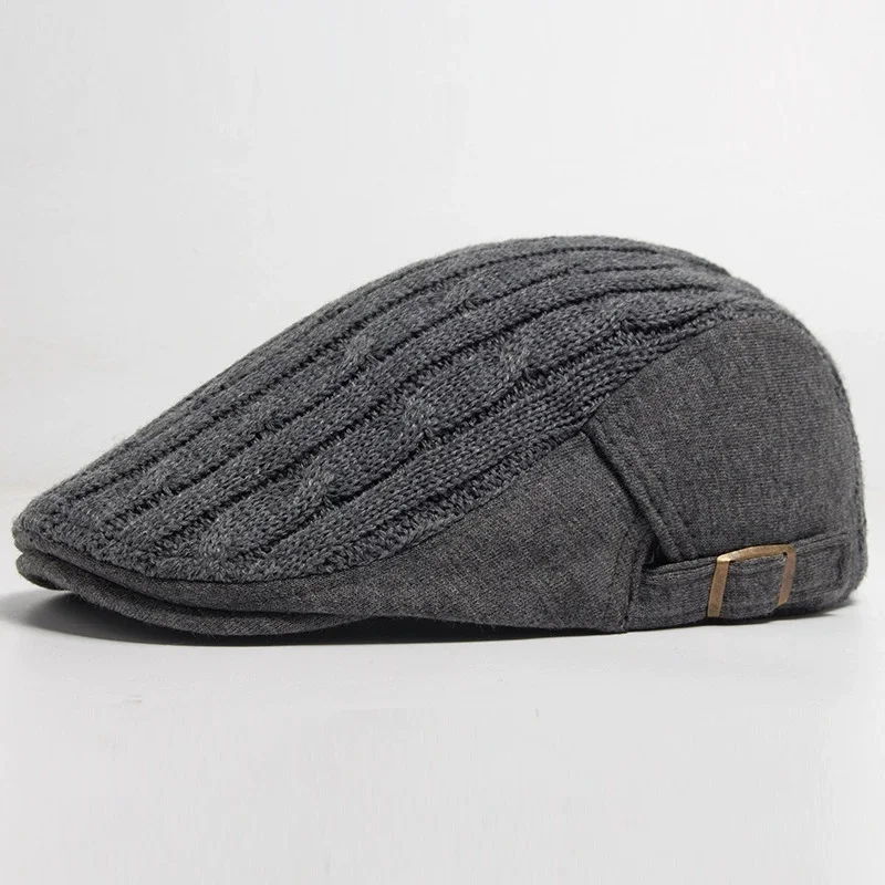 Winter and Autumn Style Middle-aged and Elderly Beret Men's Thick and Warm Forward Hat Women's Retro Casual Bowler Hat Dad