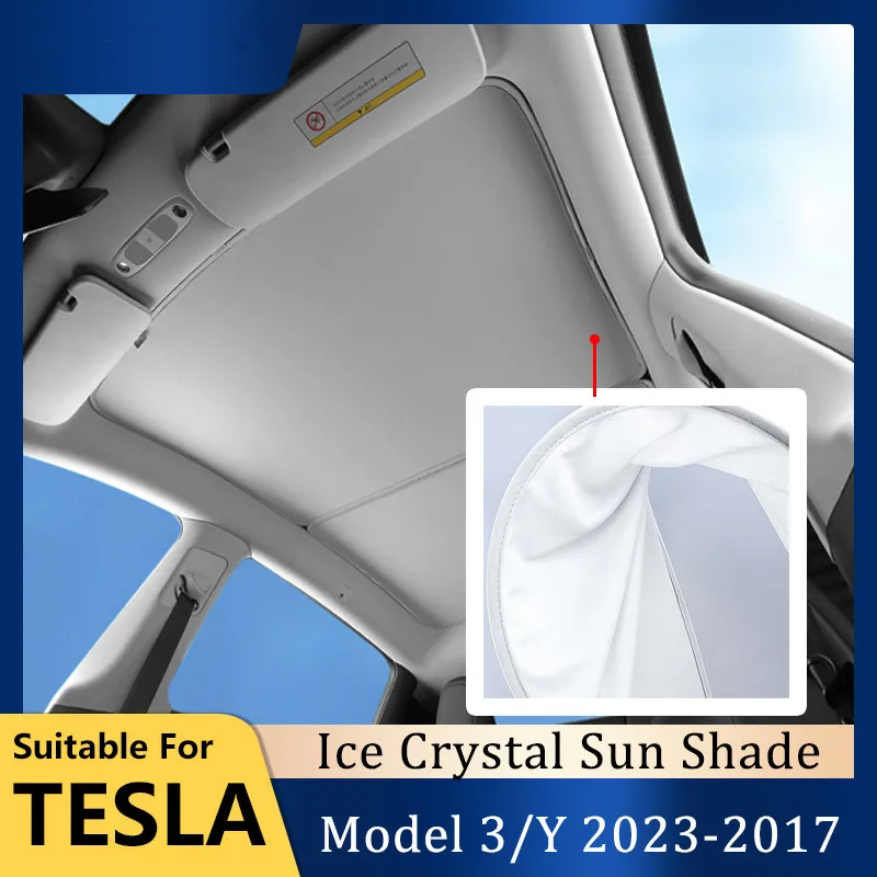 4pcs For Tesla Model 3 Y 2021-2024 highland Ice Cloth Buckle SunShades Glass Roof Sunshade Front Rear Sunroof Skylight