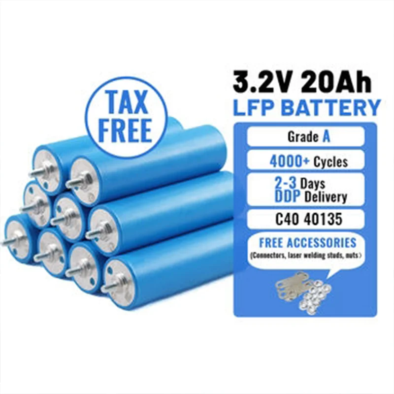 40135 C40 3,2 V 20 Ah LiFePO4 zylindrische Batteriezelle für EV-Roller, tragbare Kraftwerke, Solarenergie und DIY-Projekte