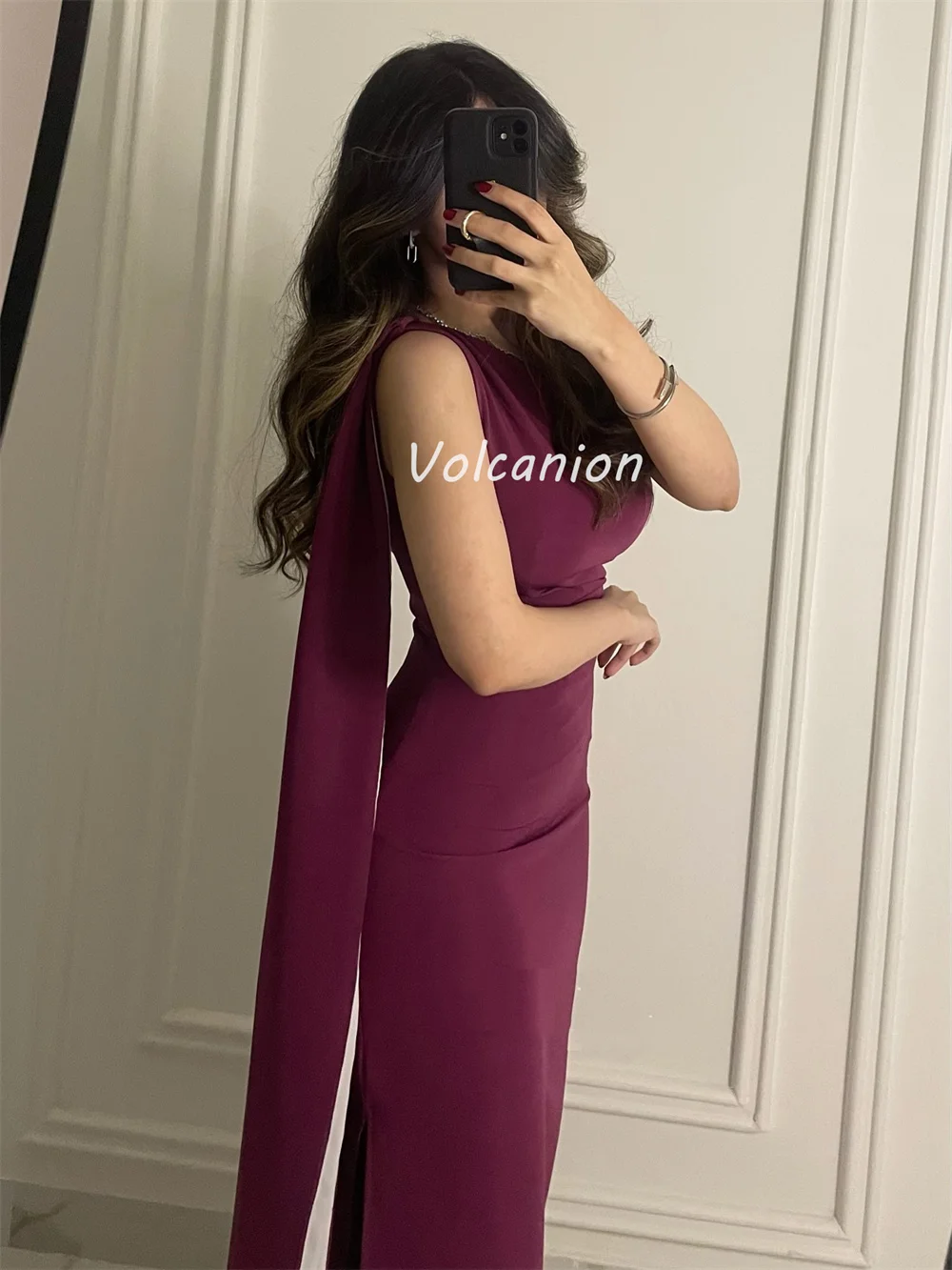 تخصيص النمط الصيني الرعوية الشيفون رايات Ruched مستقيم واحد الكتف فساتين طويلة فساتين مناسبة مخصصة جودة عالية