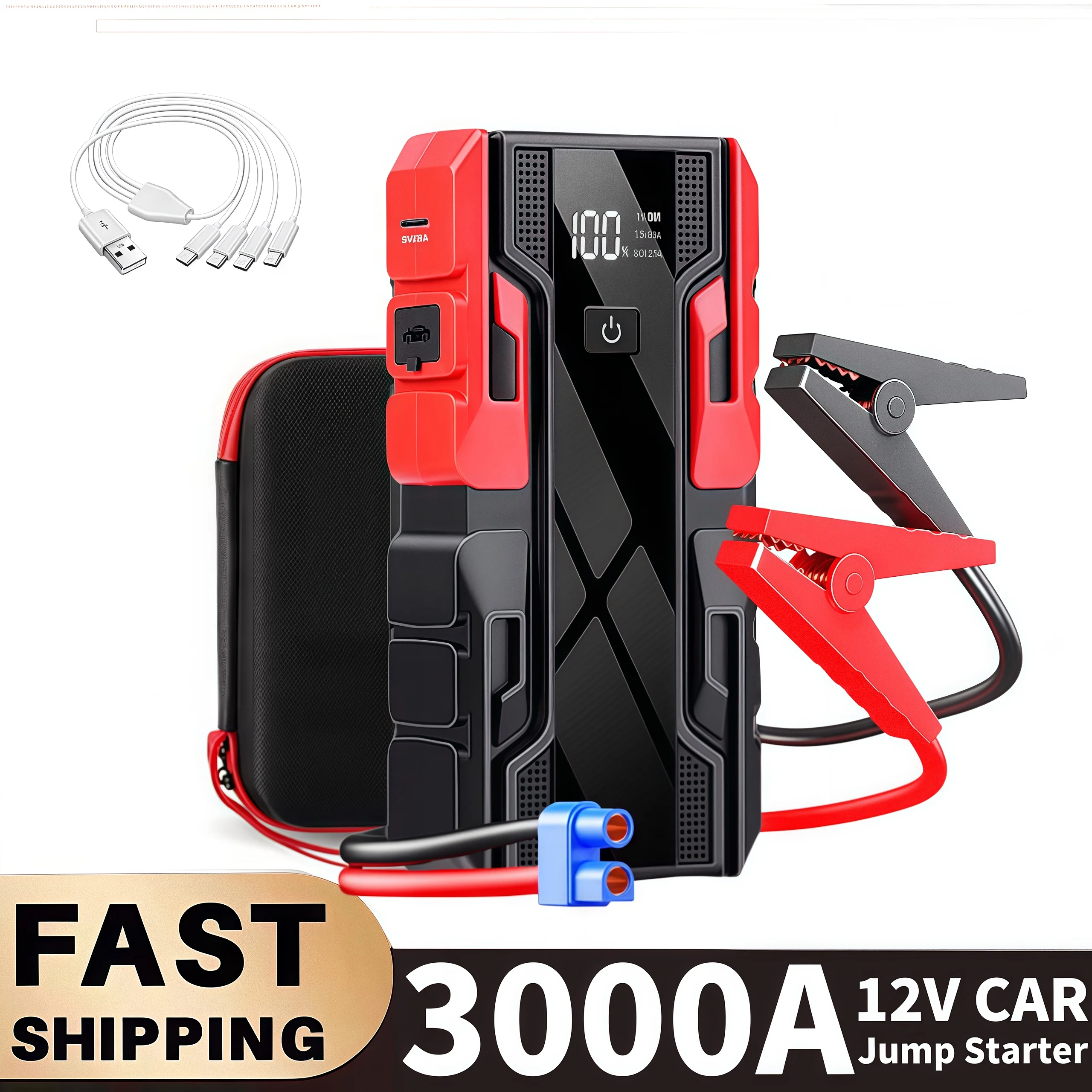 새로운 12V 99800mAh 3000A 자동차 점프 스타터 배터리 휴대용 보조 시동 장치 부스터 휘발유 디젤