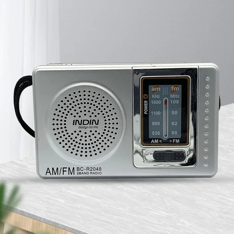 R2048 Portable  Radio Pocket Size Telescopic Antenna Battery Powered  Mini Multifunctionl AM FM Radio for Elder