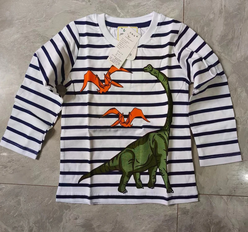 Little maven Spring and Autumn Dinosaur Clothes Casual T-shirt Baby Boys and Girls Cotton Children Tops for Kids 2-7 year