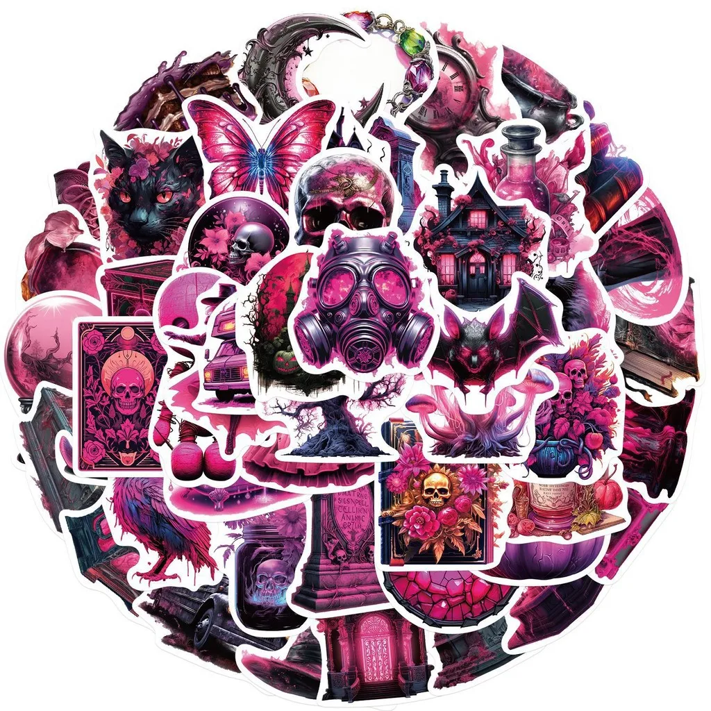 50pcs Mysterious Cartoon Purple Black Magical Graffiti Stickers DIY Waterproof Decor for Guitars, Notebooks Giajar Sticker Store