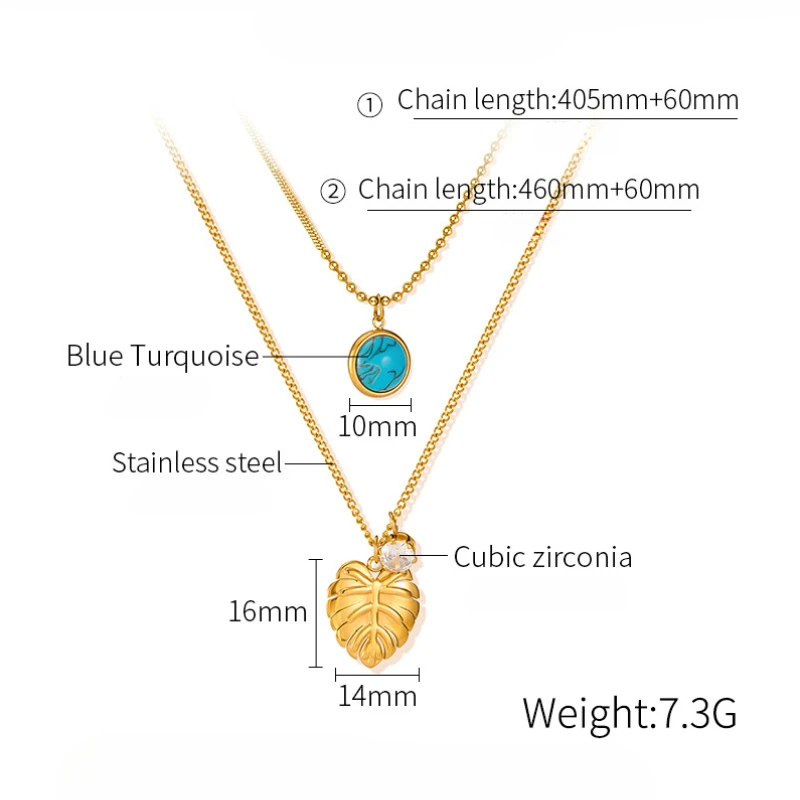 Blau Türkis Zirkonium Anhänger Titan Stahl Damen OL Persönlichkeit Vielseitig Mode Halsketten Schmuck Party Geschenk – Detail 3