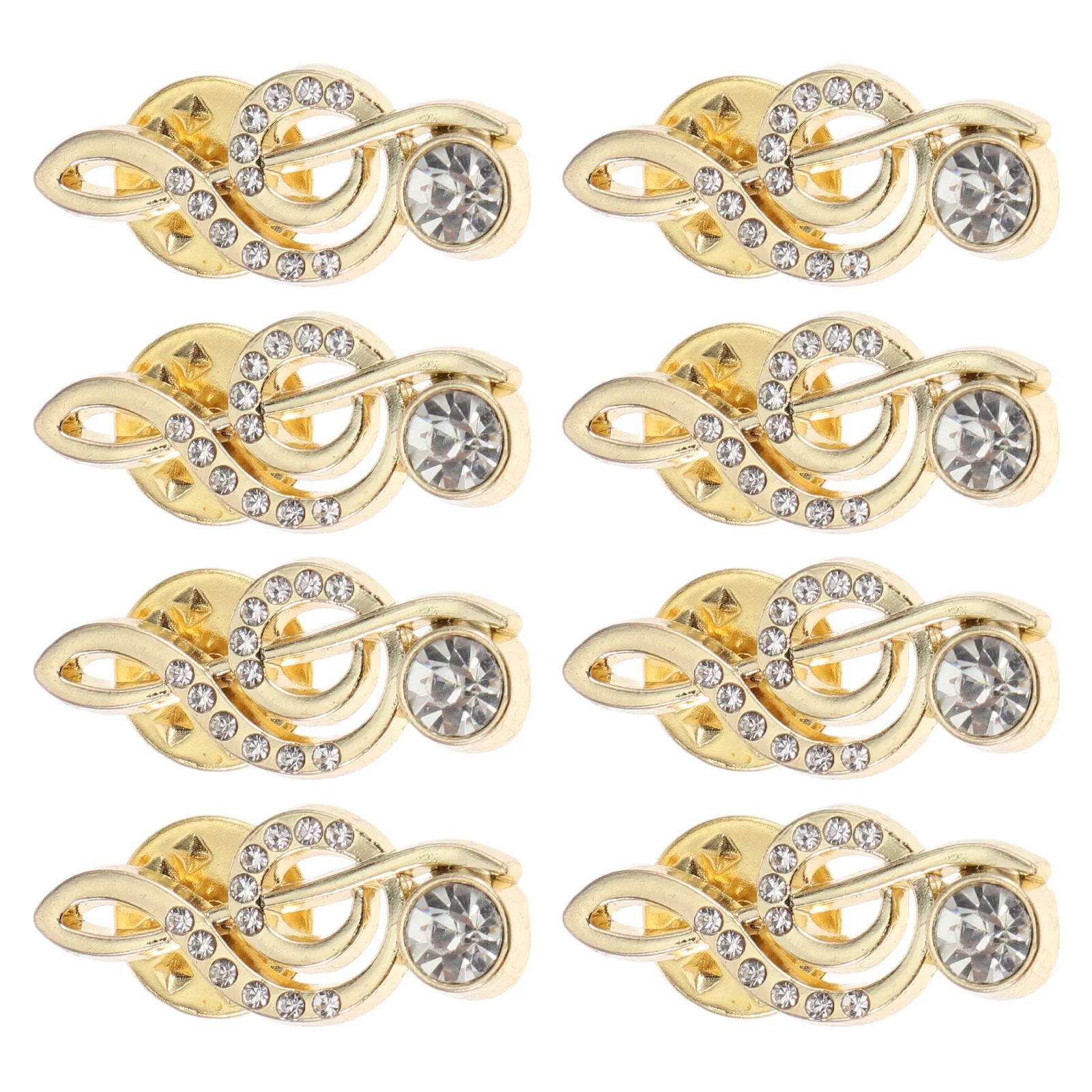 

8pcs Artistic Music Brooch Rhinestone Musical Symbol Pin Korean Fashion Lightweight Suit Scarf Lapel Clothing Accessory For