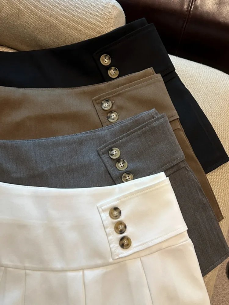 Korean Style High Waist Single Button A-Line  Skirt Women's Summer New Fashion Anti-Light Checkered Skirt Cleanfit Breath...