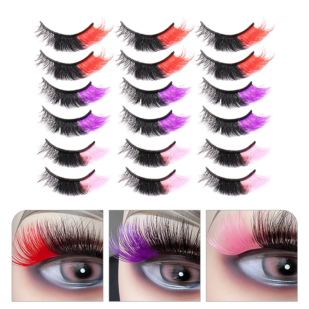 

9Pairs Colored Lashes False Eyelashes Easy Apply Remove Natural Look Party Cosplay Colored Eyelashes for Women Festival