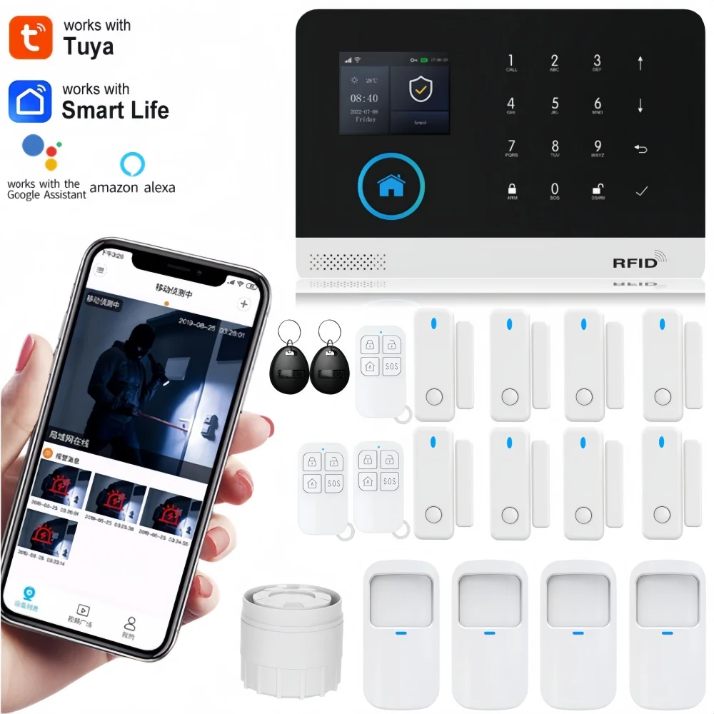 

Tuya Smart WiFi GSM Home Security Alarm System - Touch Keyboard RFID APP Control Wireless Anti-Theft with Volume Adjustable