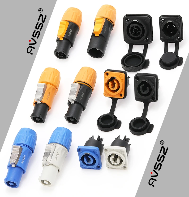 SAC3FX Waterproof Power Audio Electric Box LED Large Screen Lighting 3 Core Aviation Waterproof Power Plug Socket SAC3FCA Yellow