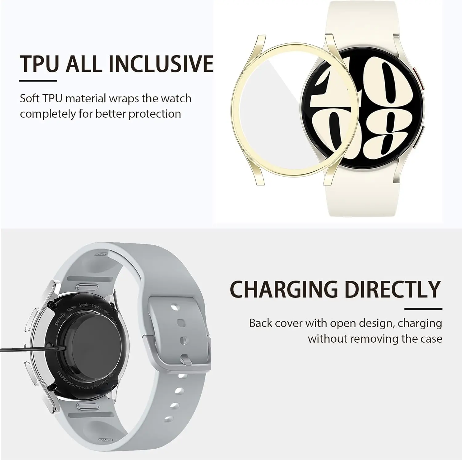 Case for Samsung Galaxy Watch 6 40mm 44mm,TPU Screen Protector All-Around Bumper Shell for Galaxy watch 6 44mm 40mm Cover.