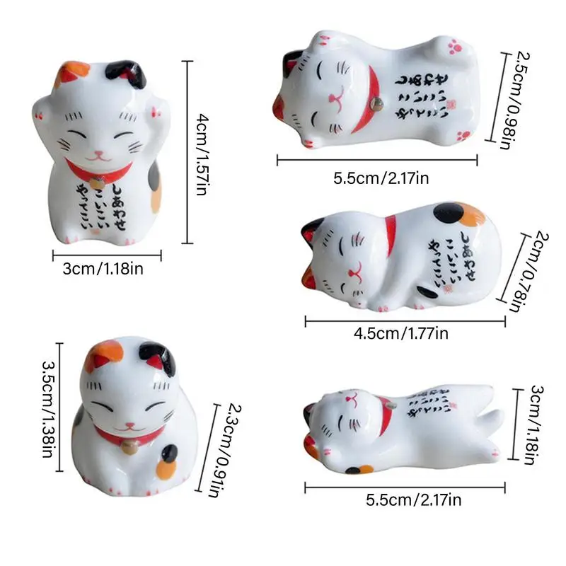 5pc Japanese Style Ceramic Lucky Cat Chopsticks Rest Set Cartoon Chopsticks Rest Lucky Cat Chopsticks Holder Lucky Cat Racks