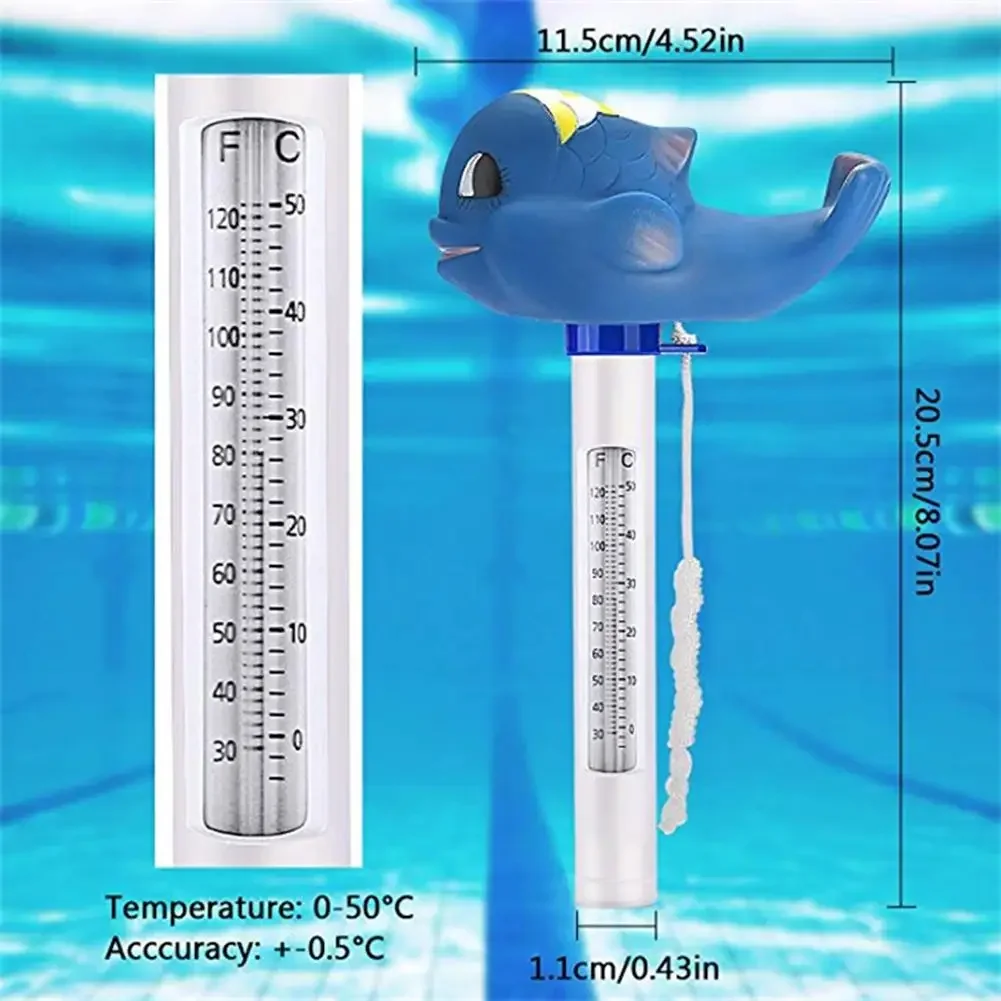 Whale Water Thermometer 0℃-50℃ Water Temperature Meter Versatile Funny Bath Thermometer for Outdoor Indoor Swimming Pools